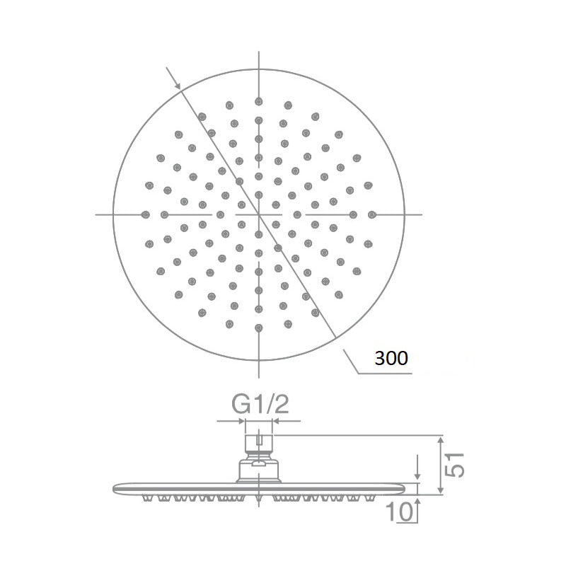 DOCCIA Round Shower Head in Chrome 300mm
