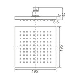 ACQUA Square Shower Head in Matte Black 200mm