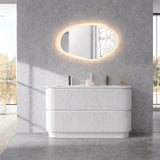 Hudson Series Double Bowl Matt White 1480x455x855mm Vanity with Stone Top & Ceramic Undermount Basin