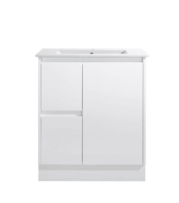 Sierra Series Matt White Overall 730X355X855mm VANITY SET With Ceramic Slimline Top (UV32) Left