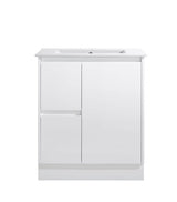 Sierra Series Left Hand Drawer Matt White Overall 730x355x855mm Vanity with Ceramic Slimline Top (UV32)