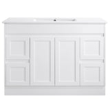 Vintage Series Double Bowls Matt White Overall 1180x455x855mm Vanity with Flat Stone Bench Top Only