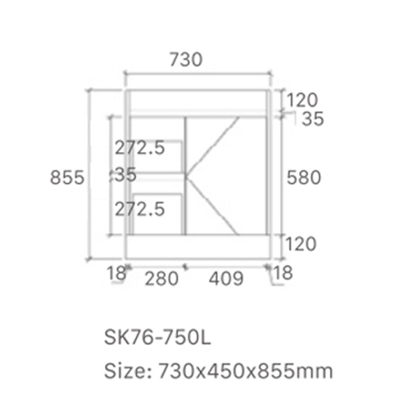 Vintage Series Left Hand Drawer Matt Grey Overall 730x455x855mm CABINET ONLY