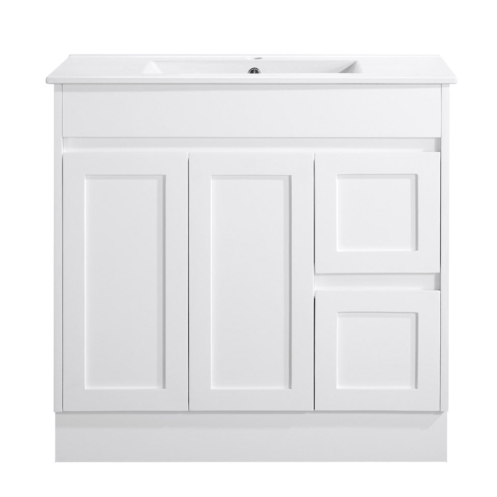 Vintage Series Gloss White 900mm SET With Stone Top & Ceramic Undermount Basin Single Bowl