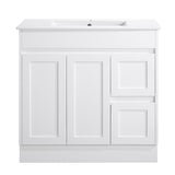 Vintage Series Left Hand Drawer Matt White Overall 880x455x855mm Vanity with Flat Stone Bench Top Only