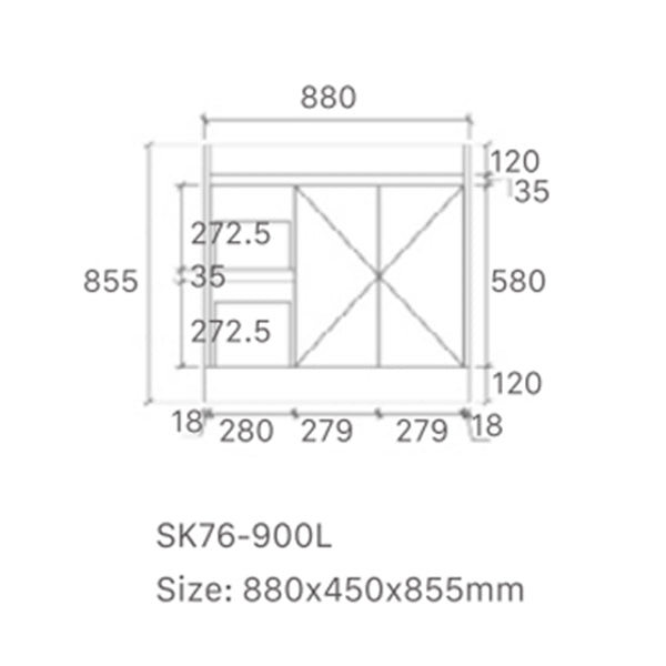 Vintage Series Left Hand Drawer Matt Grey Overall 880x455x855mm Vanity with Stone Top & Ceramic Undermount Basin