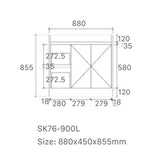 Vintage Series Left Hand Drawer Matt Grey Overall 880x455x855mm Vanity with Stone Top & Ceramic Undermount Basin