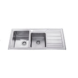 IMPACT 1 & 3/4 Bowl (25L + 19L) Sink with Drainer - Waste Included (LHB or RHB) 1080x480x200mm