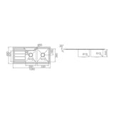 IMPACT 1 & 3/4 Bowl (25L + 19L) Sink with Drainer - Waste Included (LHB or RHB) 1080x480x200mm