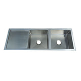 IMPACT Double Bowl (2 x 32L) Sink with Drainer and Waste 1314x464x200mm