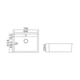 IMPACT Single Bowl 59L Counter Top Sink with Tap Hole - Waste Included 706x512x228mm