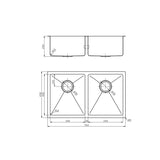 NIXON Double Bowl Under Counter Sink in Gun Metal - Waste Included 760x450x200mm