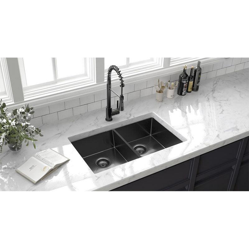 NIXON Double Bowl Under Counter Sink in Gun Metal - Waste Included 760x450x200mm