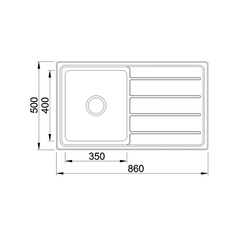 IMPACT 28L Counter Top Sink with Drainer - Waste Included (LHB or RHB) 860x500x200mm