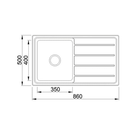IMPACT 28L Counter Top Sink with Drainer - Waste Included (LHB or RHB) 860x500x200mm