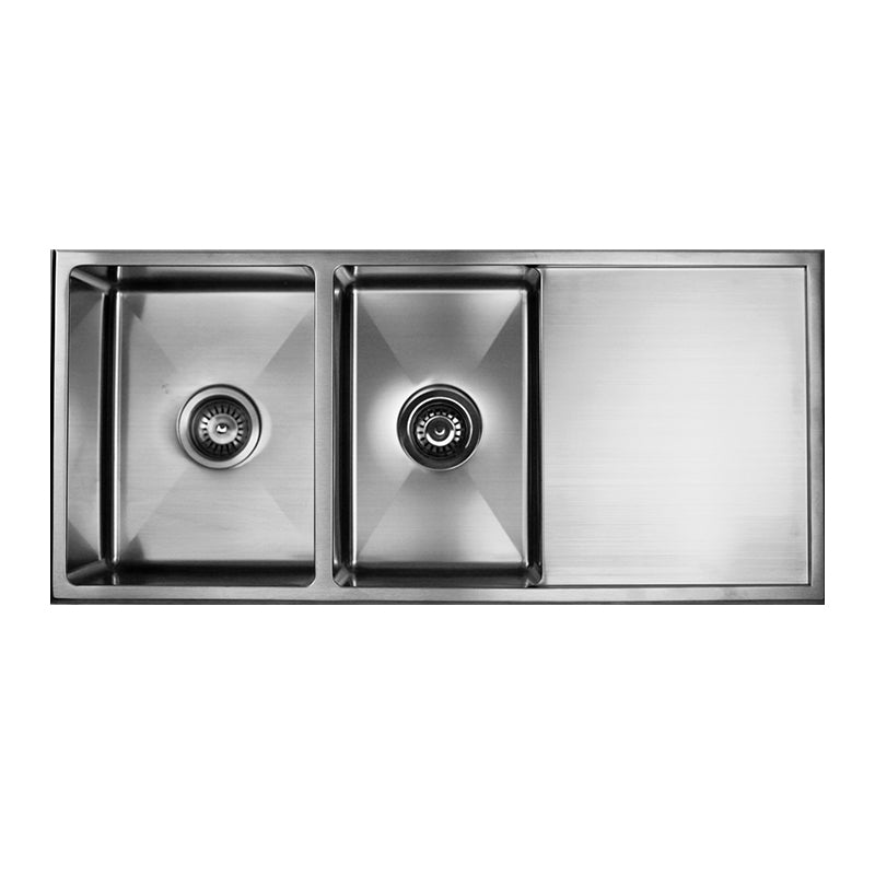 IMPACT 1 & 3/4 Bowl (24L + 20L) Sink with Drainer - Waste Included 980x450x200mm