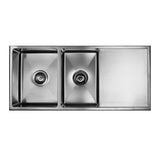 IMPACT 1 & 3/4 Bowl (24L + 20L) Sink with Drainer - Waste Included 980x450x200mm