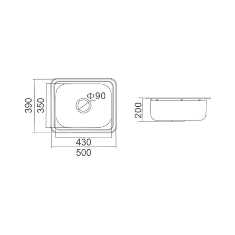 LAVASSA 30L Laundry Tub - Waste & By Pass Kit Included 500x390x200mm