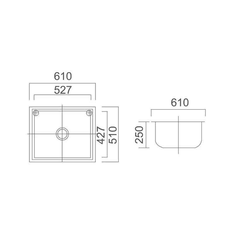 LAVASSA 45L Laundry Tub - Waste & By Pass Kit Included 610x510x250mm