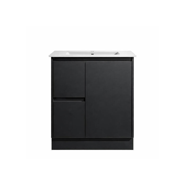 Moddoo Series Left Hand Drawer Matt Black Overall 730x455x855mm Vanity Set With Flat Stone Bench Top
