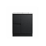 Moddoo Series Left Hand Drawer Matt Black Overall 730x455x855mm Vanity Set With Flat Stone Bench Top