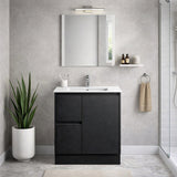 Moddoo Series Left Hand Drawer Matt Black Overall 730x455x855mm Vanity Set With Flat Stone Bench Top