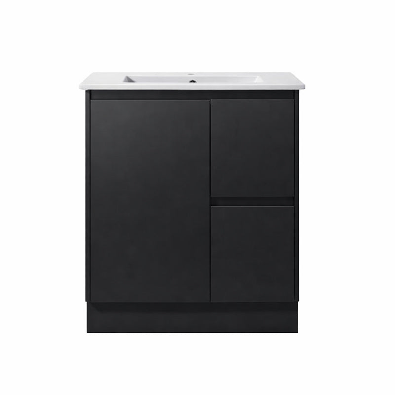 Moddoo Series Right Hand Drawer Matt Black Overall 730x455x855mm Vanity Set With Ceramic Slimline Top (UV31)