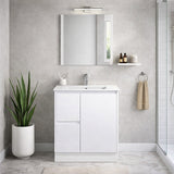 Moddoo Series Left Hand Drawer Gloss White Overall 730x455x855mm Vanity Set With Stone Top & Ceramic Undermount Basin