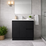 Moddoo Series Right Hand Drawer Matt Black Overall 880x455x855mm Vanity Set With Ceramic Slimline Top (UV31)