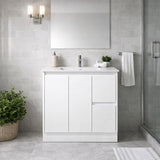 Moddoo Series Right Hand Drawer Matt White Overall 880x455x855mm Vanity Set With Ceramic Slimline Top (UV31)