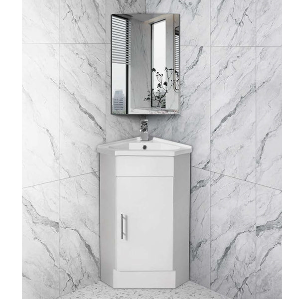 Serin Series Gloss White 410x410x840mm Vanity Set With Ceramic Basin