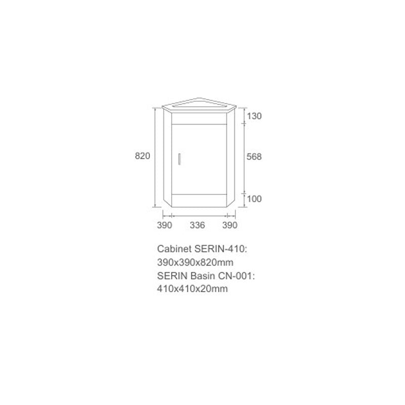 Serin Series Gloss White 410x410x840mm Vanity Set With Ceramic Basin