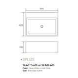 Solid Surface Basin Series Splize Above Counter Matt White 605x425x150mm