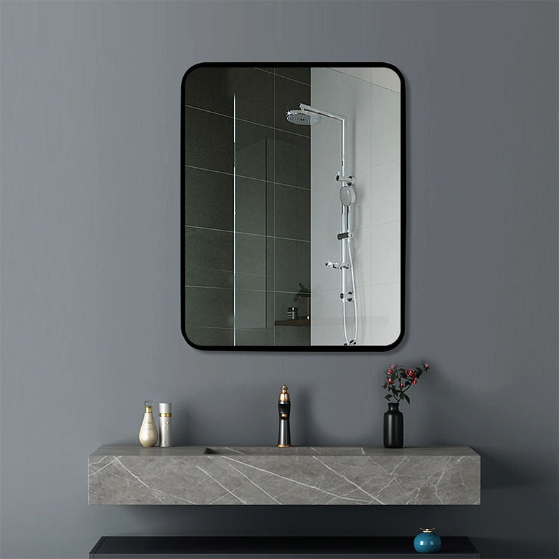 Square Aluminium Mirror Black 500x650x40mm