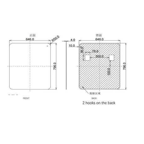 Square Aluminium Mirror Black 650x800x40mm