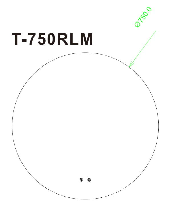 750mm Round 3 Color Lighting Backlit LED Mirror Touch Sensor Switch Defogger Pad Wall Mounted