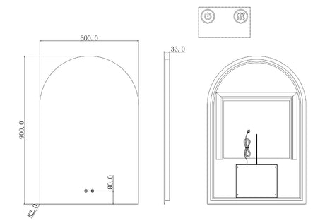 ARCHED Backlit LED Mirror 600x900mm