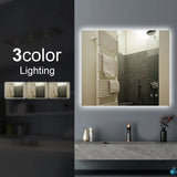 900*750mm Sharp Edge 3 Color Lighting Backlit Acrylic LED Mirror Touch Sensor Switch Defogger Pad Wall Mounted Vertical or Horizontal( Lighting on the back)