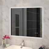 900*750mm Sharp Edge 3 Color Lighting Backlit Acrylic LED Mirror Touch Sensor Switch Defogger Pad Wall Mounted Vertical or Horizontal( Lighting on the back)