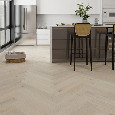 CrossWood Engineered Herringbone Flooring Latte Oak 600x127x14/3mm