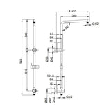 KENZO Multi Function Shower Rail (Elbow built in the Top Bracket) with Push Button Diverter Chrome Finish