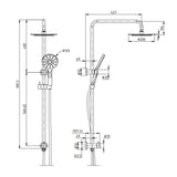 CURO ROUND Multifunction Shower Rail with Single Hose Matte Black with Slim Handpiece