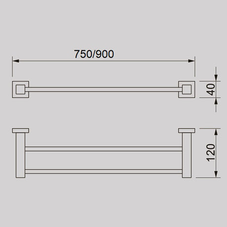 QUBI Double Towel Rail In Chrome 900mm