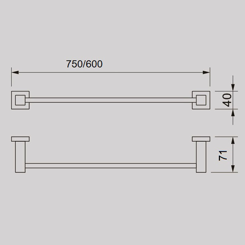 QUBI Single Towel Rail In Chrome 600mm