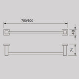 QUBI Single Towel Rail In Chrome 600mm