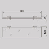 QUBI Glass Shelf with Chrome Brackets 600mm