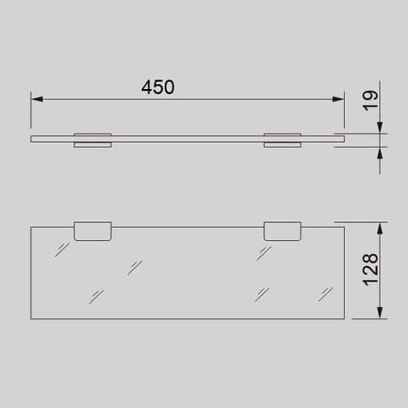 ACQUA Glass Shelf with Chrome Brackets
