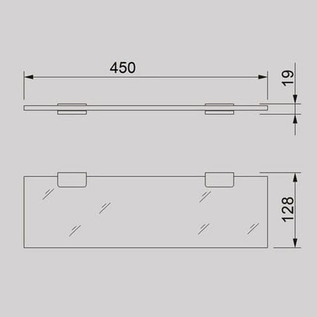 ACQUA Glass Shelf with Chrome Brackets