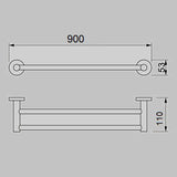 JESS Double Towel Rail in Chrome 900mm