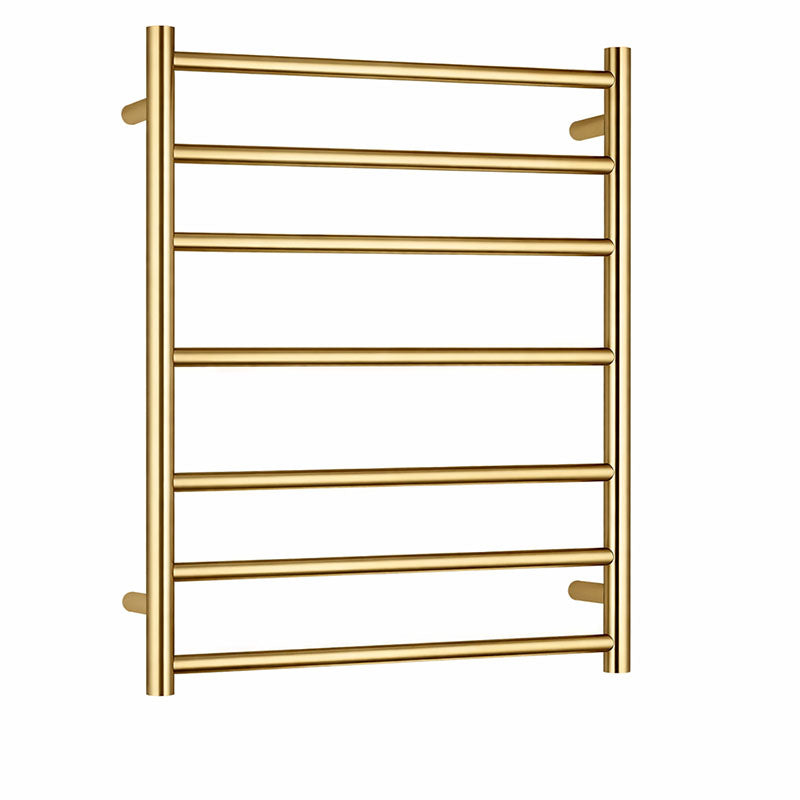 JESS Round 7 Bar Heated Towel Ladder in Brushed Brass 812x620x120mm